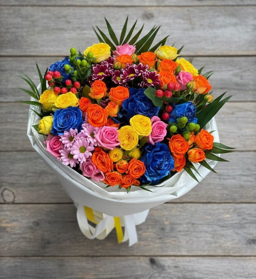 Букет цветов из: Розы и Хризантемы в Григорополисской