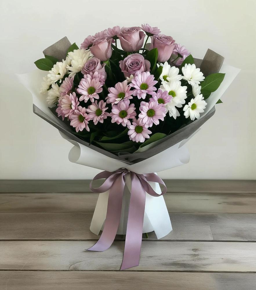 Букет цветов из: Хризантемы и Розы в Григорополисской