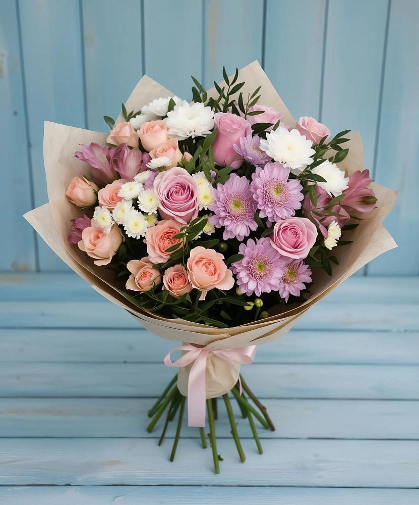 Букет цветов из: Хризантемы, Розы и Альстромерии в Григорополисской