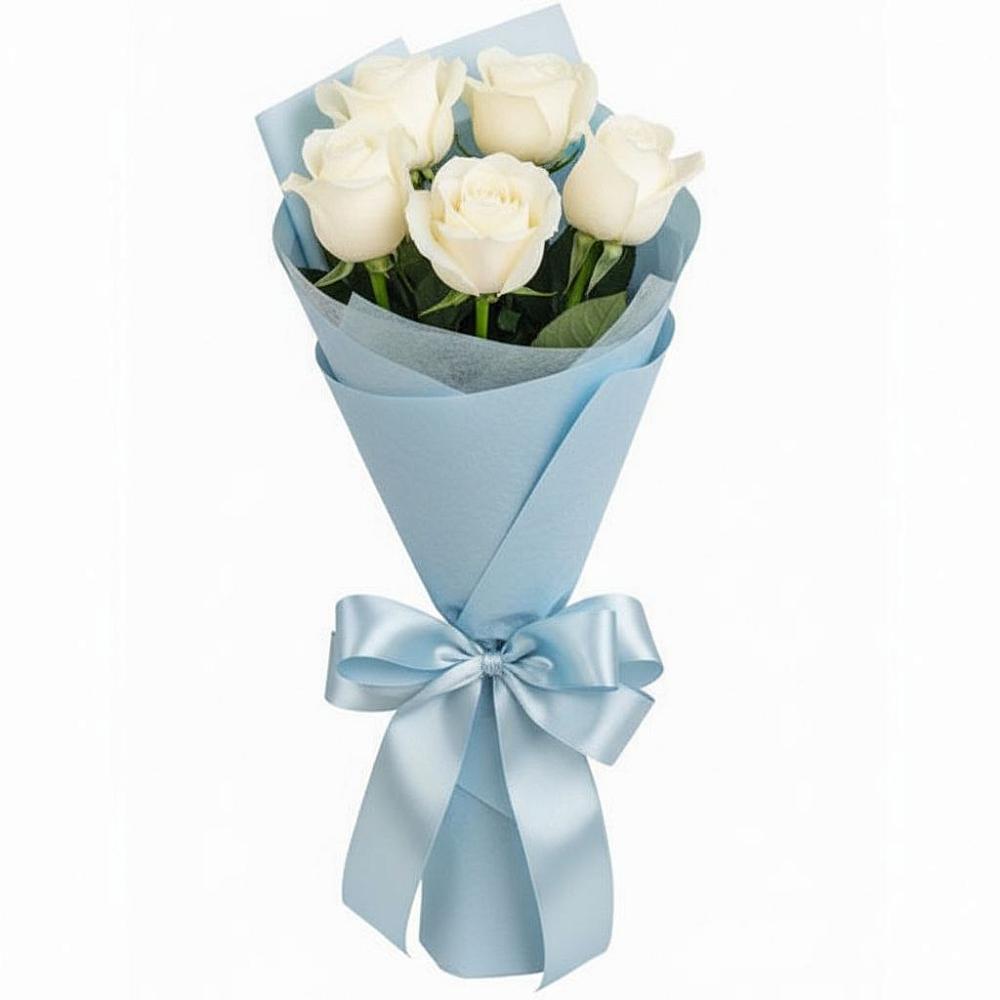 Букет 5 Белых роз Проуд в Григорополисской