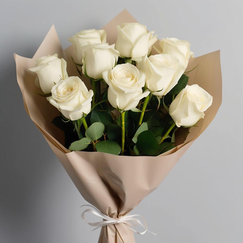 Букет 9 Белых роз Эдлесс Лав в Григорополисской