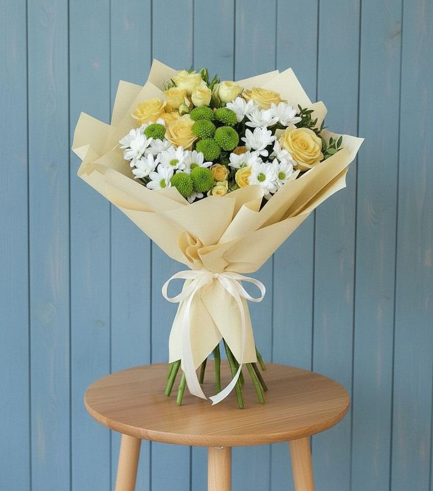 Букет цветов из: Хризантемы и Розы в Григорополисской