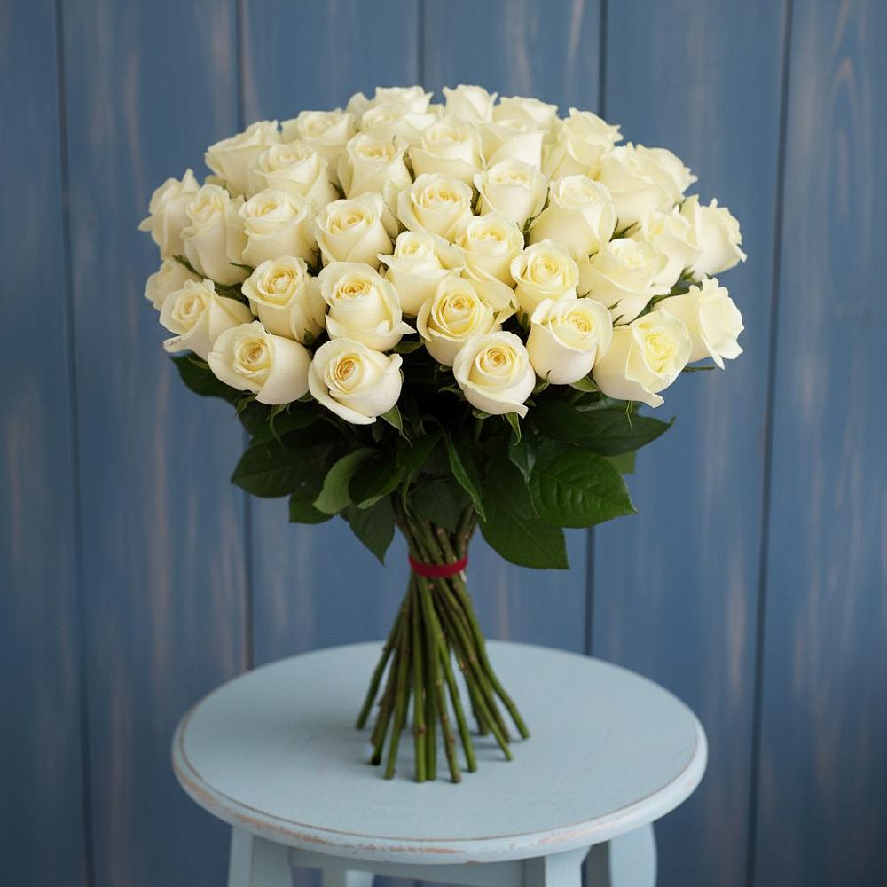Букет 51 Белая роза Эдлесс Лав в Григорополисской