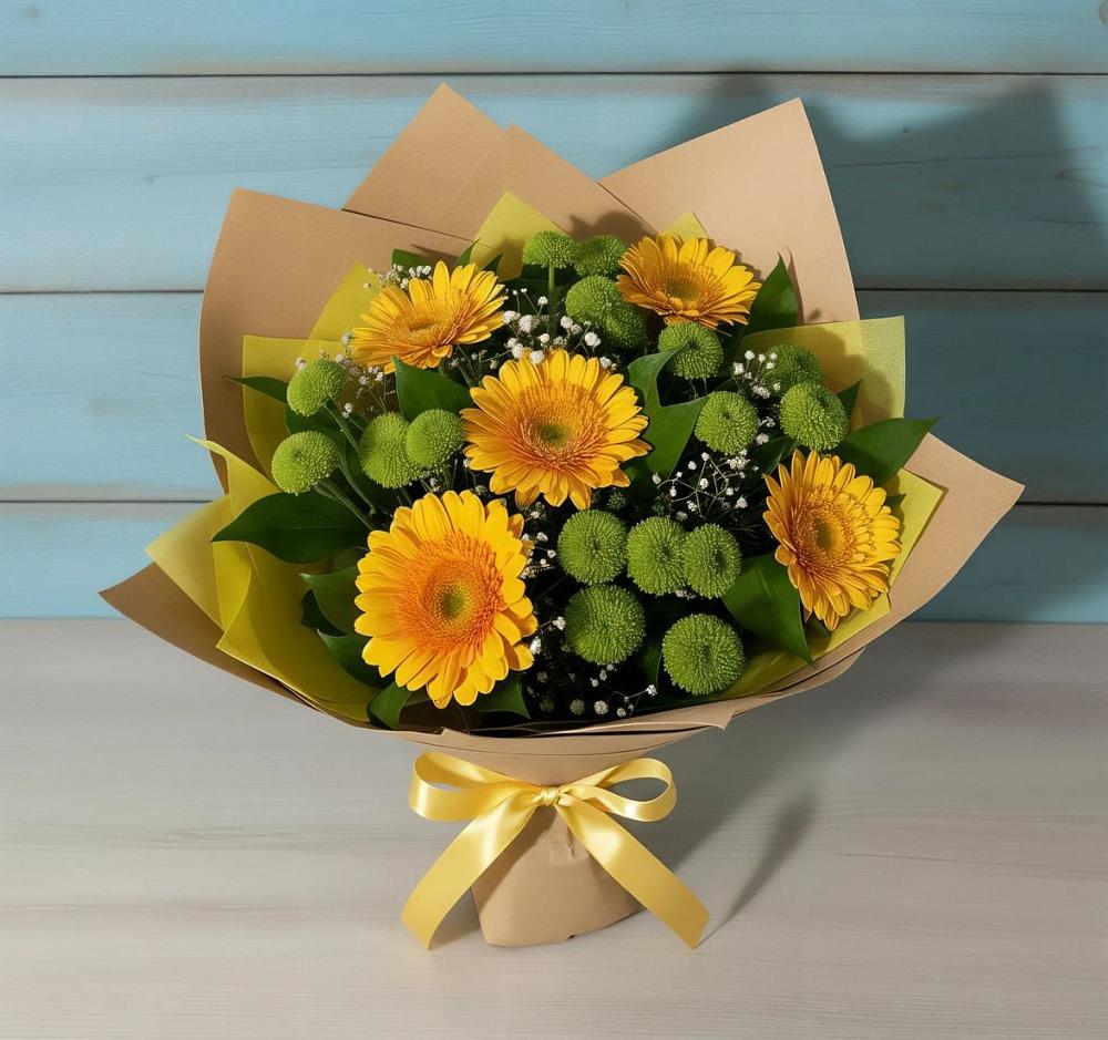 Букет цветов из: Герберы и Хризантемы в Григорополисской