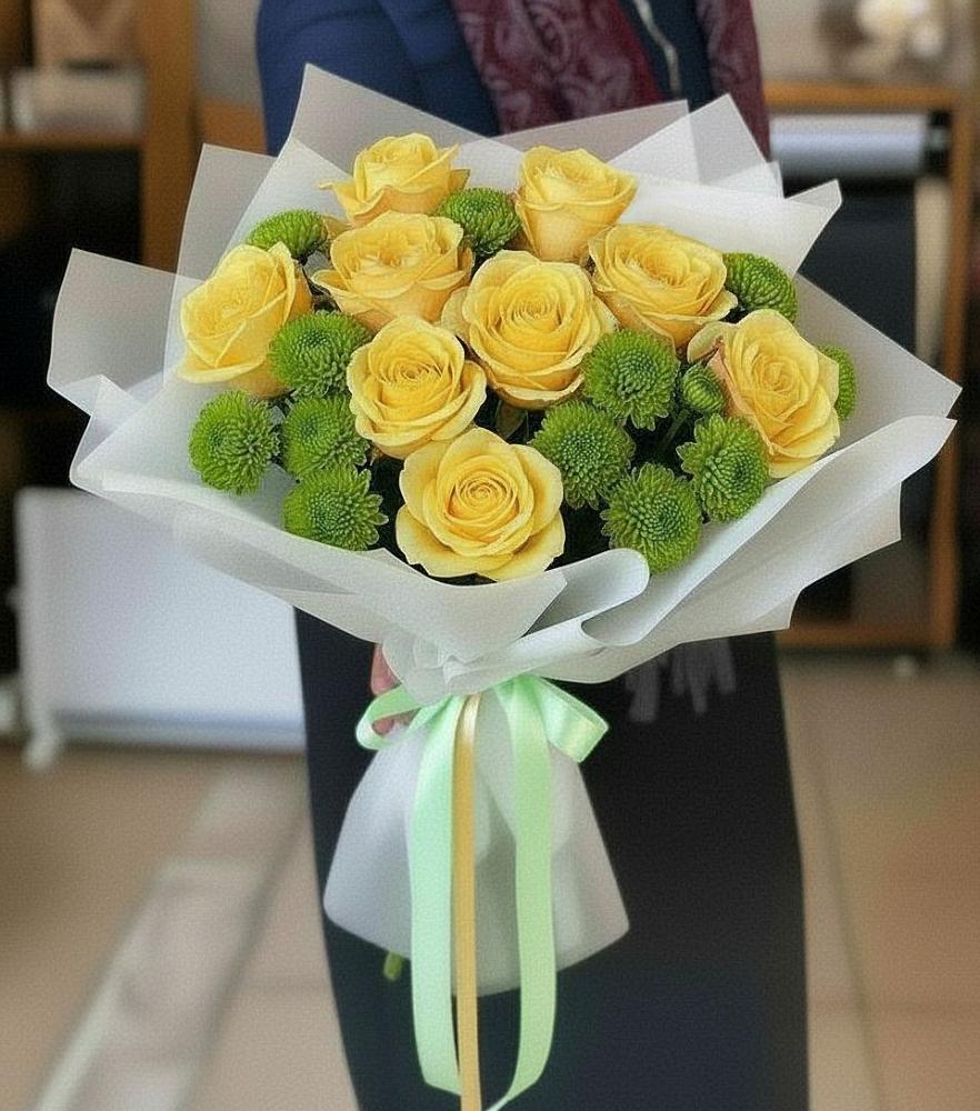 Букет цветов из: Хризантемы и Розы в Григорополисской