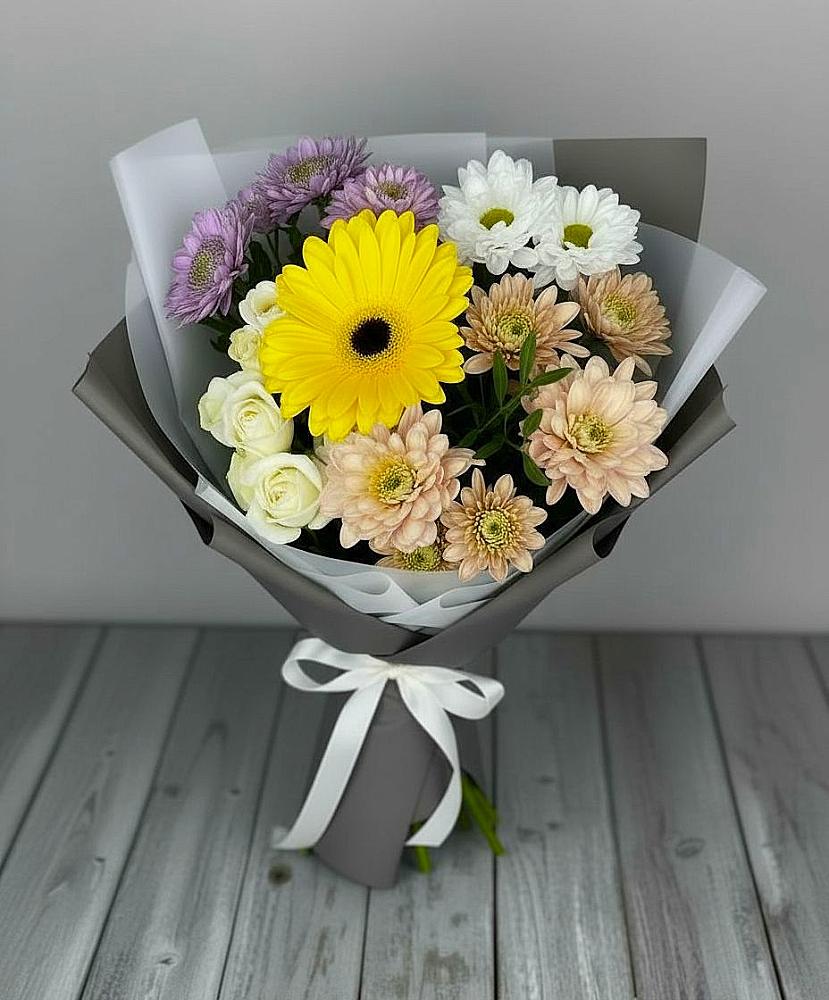 Букет цветов из: Розы, Герберы и Хризантемы в Григорополисской