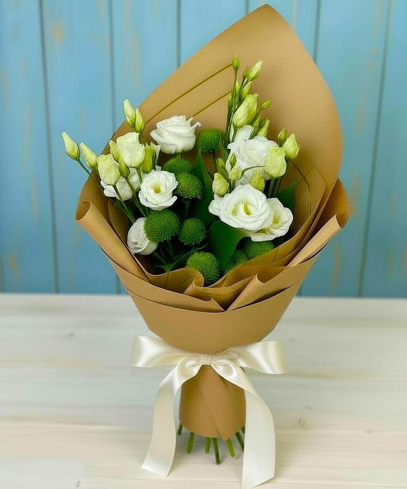 Букет цветов из: Хризантемы и Лизиантусы в Григорополисской