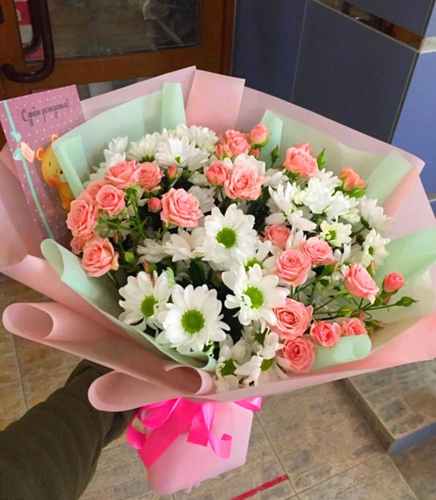 Букет цветов из: Розы и Хризантемы в Григорополисской