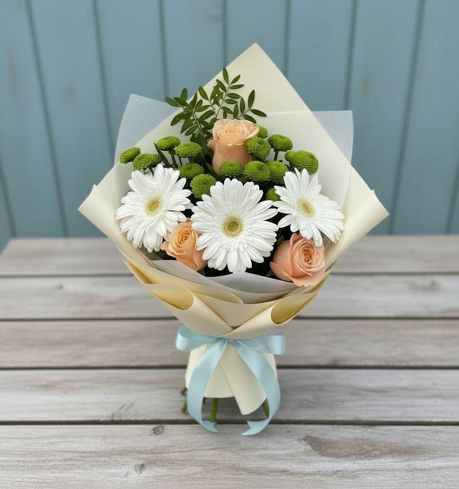 Букет цветов из: Герберы, Розы и Хризантемы в Григорополисской