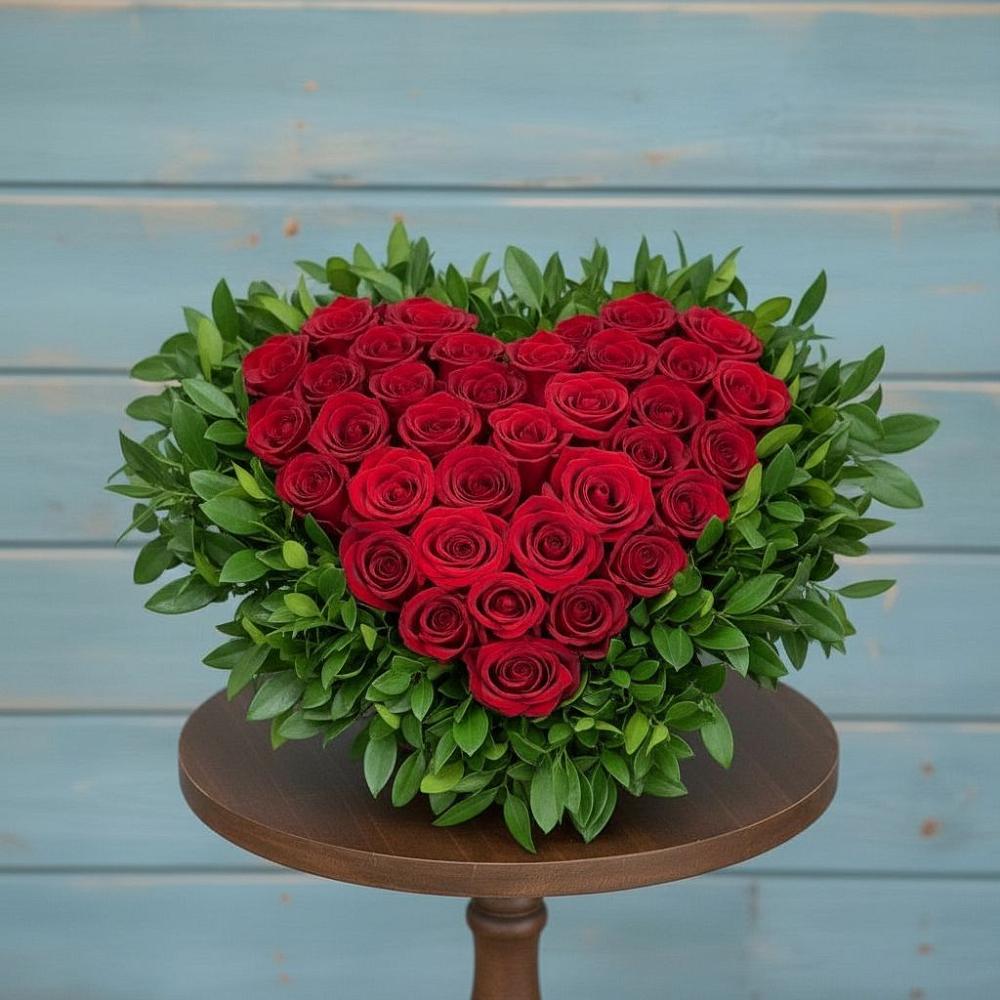 Цветочная композиция из Розы в виде сердца в Григорополисской