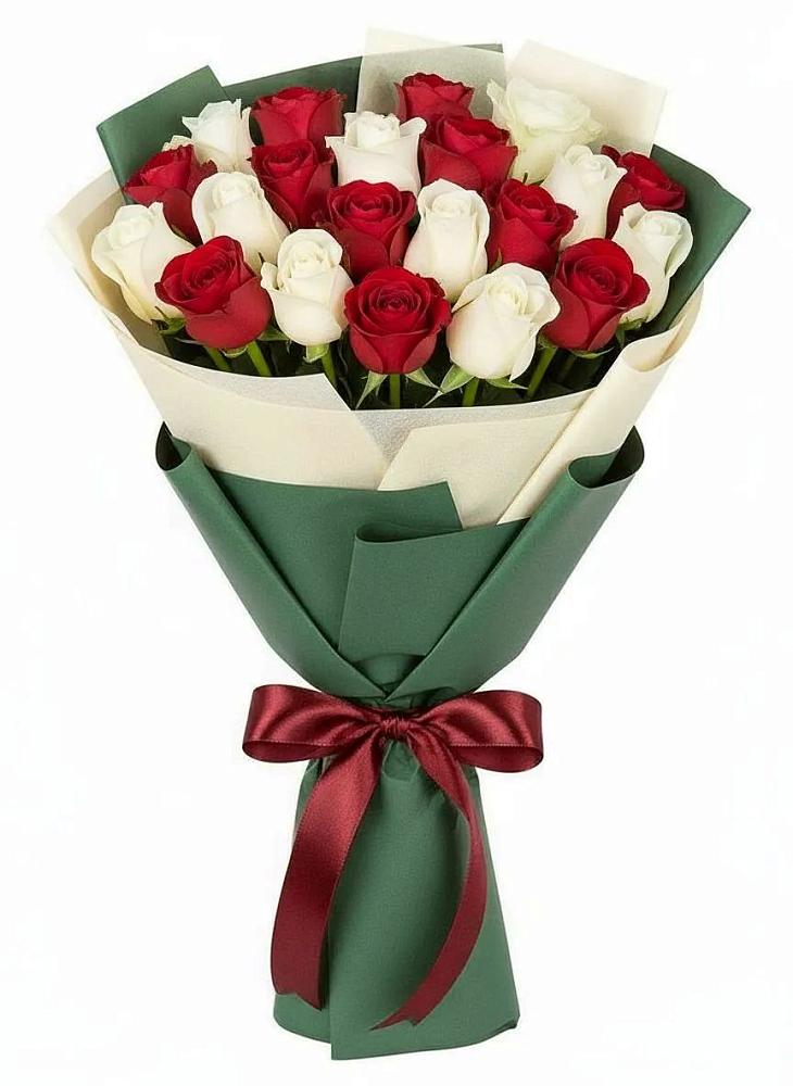 Букет Микс из красных и белых роз в Григорополисской