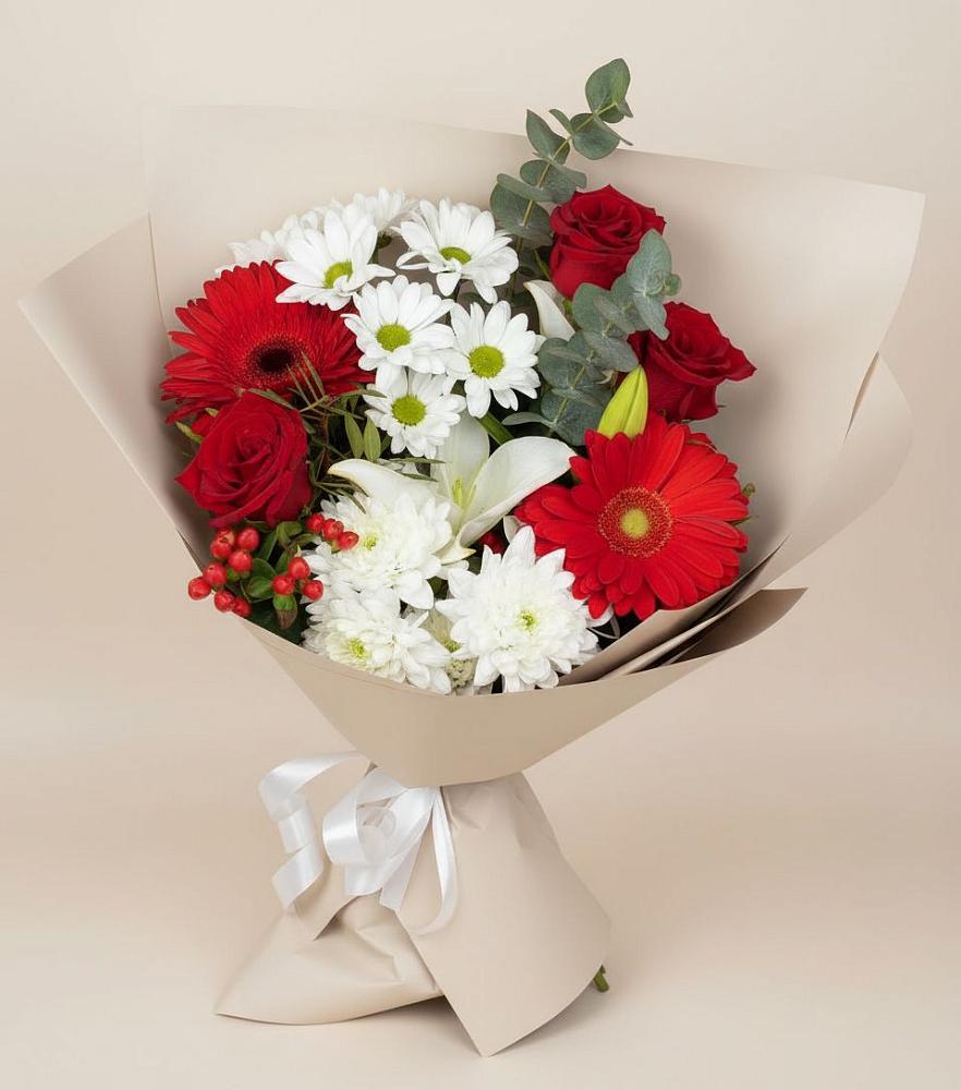 Букет цветов из: Розы, Хризантемы, Герберы и Лилии в Григорополисской