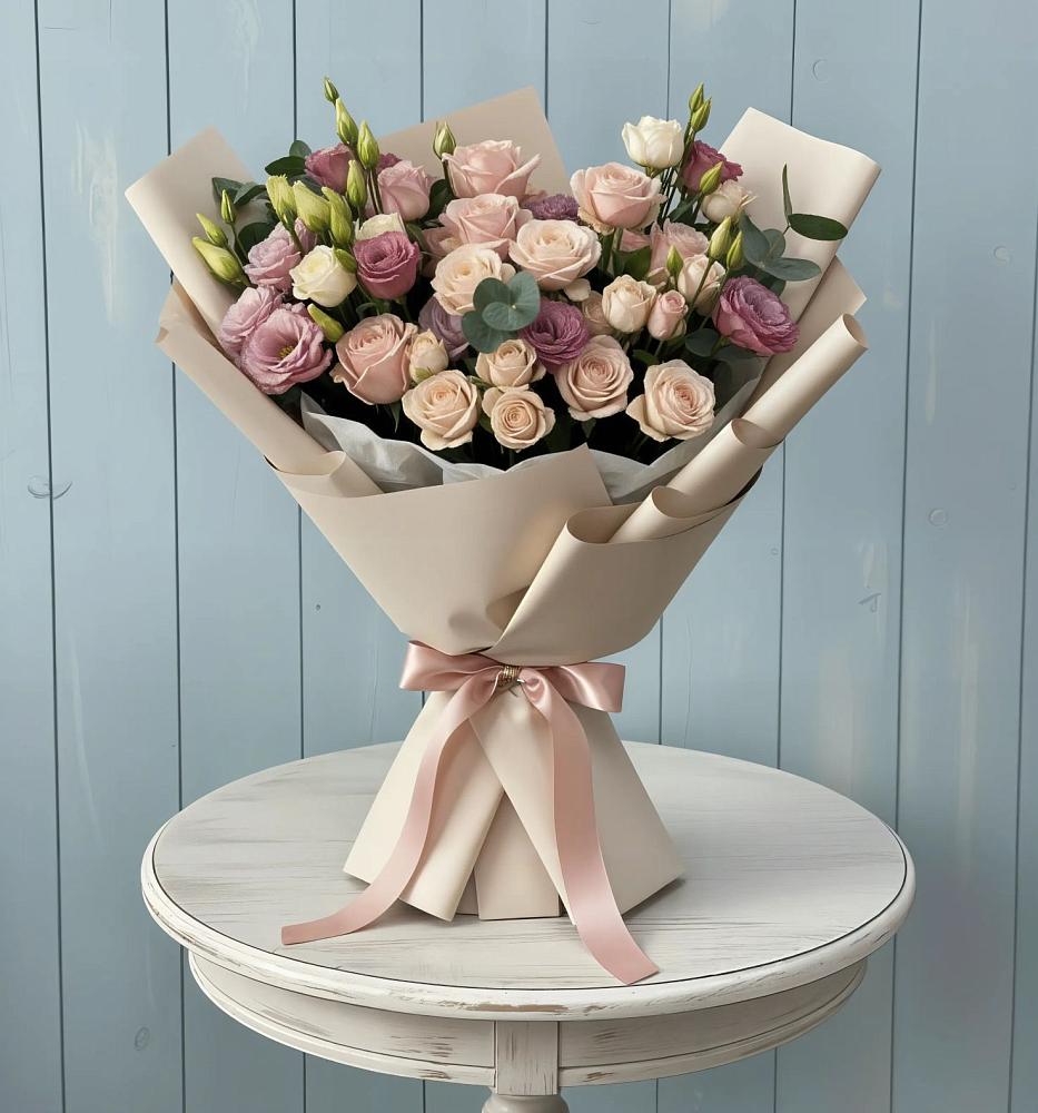 Букет цветов из: Розы и Лизиантусы в Григорополисской