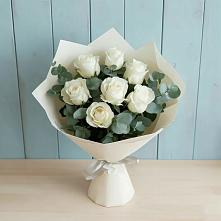 Букет Белые розы в Эвкалипте #REPLACE_PRED# Григорополисской