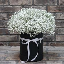 Цветочная композиция из Гипсофила в шляпной коробке в Григорополисской