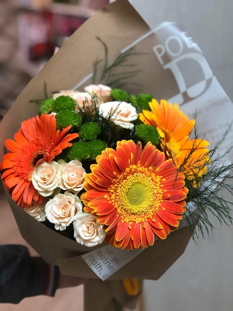 Букет цветов из: Герберы, Хризантемы и Розы в Григорополисской