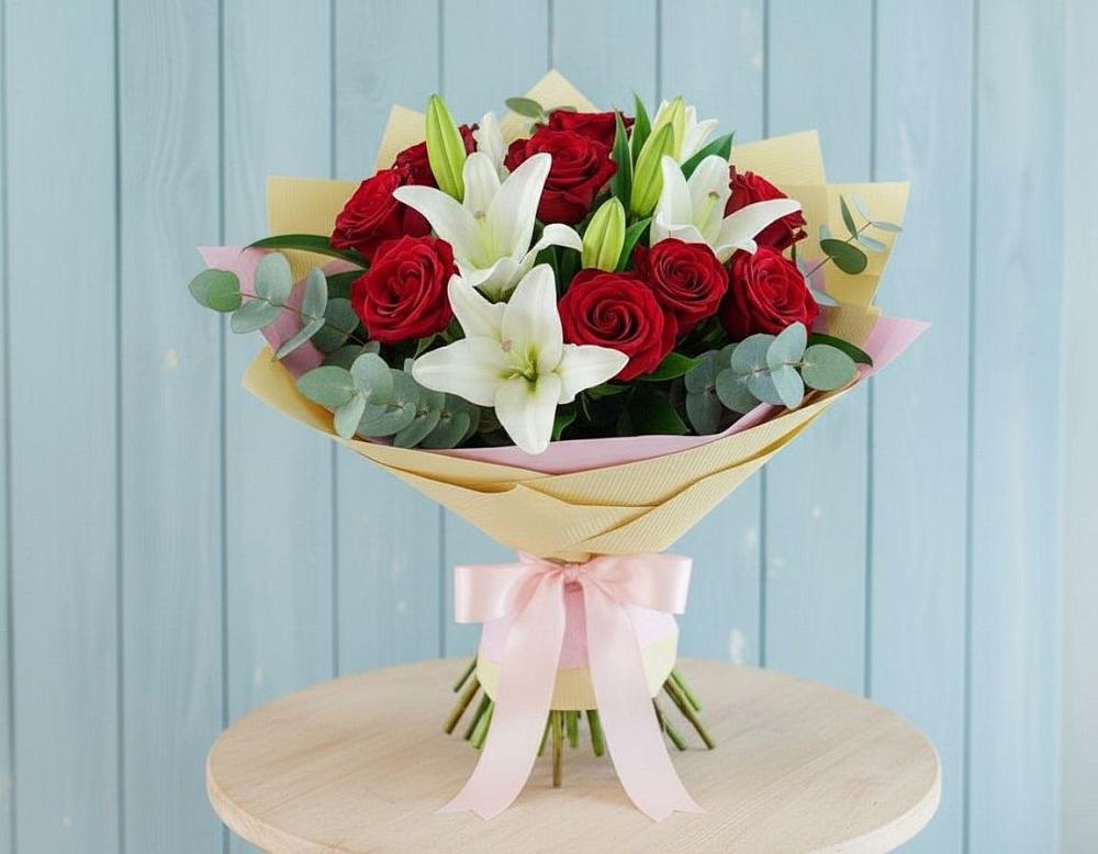 Букет цветов из: Лилии и Розы в Григорополисской